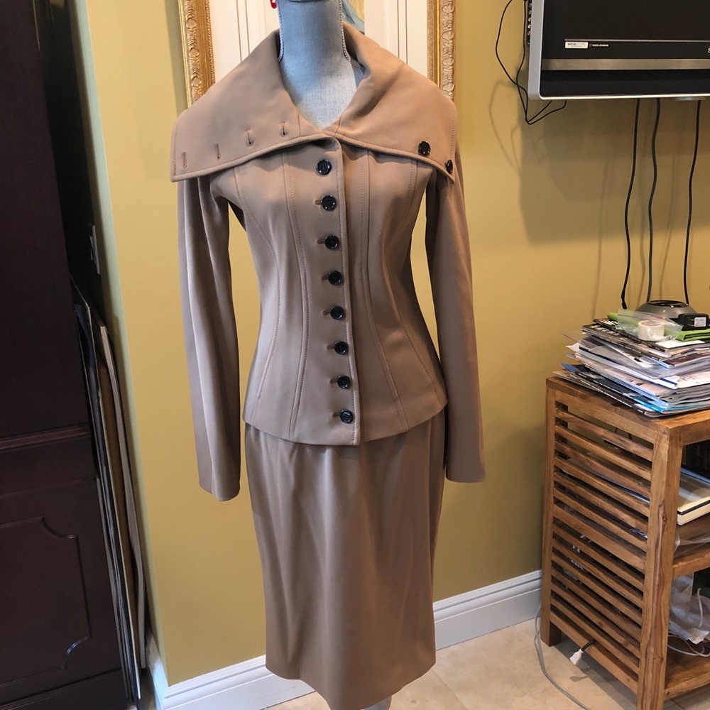 Dolce & Gabbana Tan Skirt Suit sz 46 NWOT